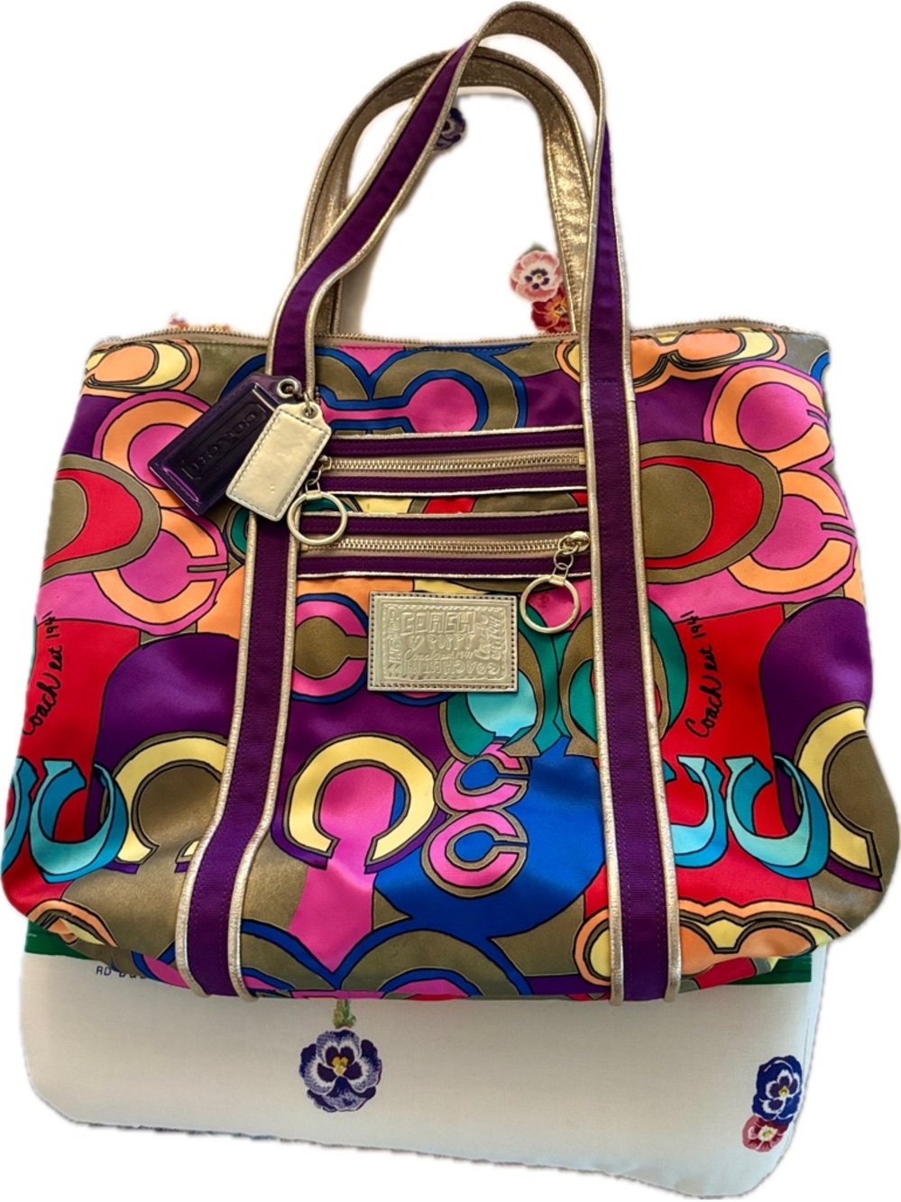 Coach Poppy C Glamour Limited Edition Large Tote Bag - 14365 Multi-Color - Picture 3 of 15